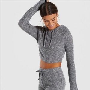Gymshark slounge cropped hoodie in dark grey